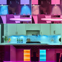 Kruhové RGB vícebarevné stmívatelné LED podskádlové osvětlení pro kuchyňské vitríny kompatibilní s Alexou, Echem, Google Home (ž